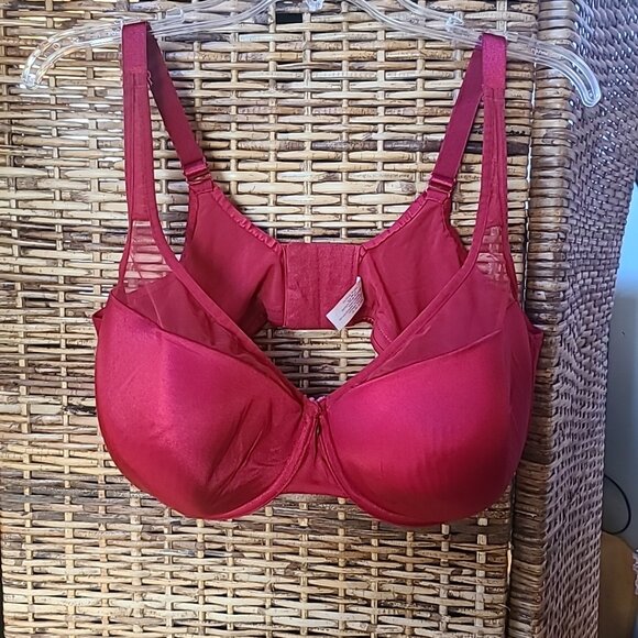 Lane Bryant Cacique Lightly Lined Full Cover Bra Red 42DD Underwire Mesh Accent - Picture 1 of 5